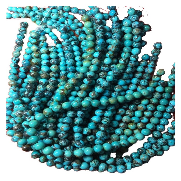 Природни тиркизна мазни кружни монистра одделение круг лабава монистра целосна жица круг 37