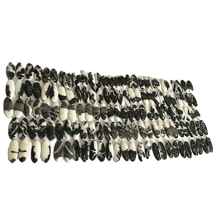 자연 얼룩말 돌 왼쪽과 오른쪽 경기 부드러운 달걀 모양의 흑백 보석 도매 9