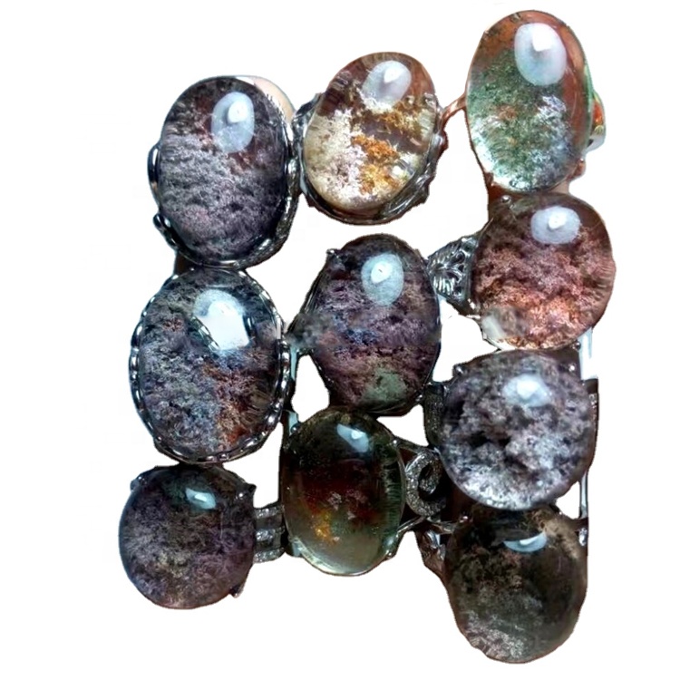 Phantom crystal quartz 925 silver rings 7