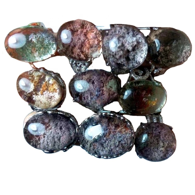 Phantom crystal quartz 925 silver rings 13