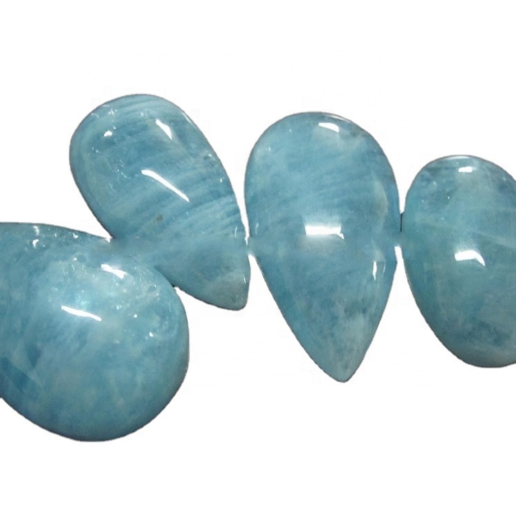 ថ្ម quamy quamarine pear Cabochon Gemstone ថ្មរលុងធម្មជាតិធ្វើឱ្យ Wholsale 7