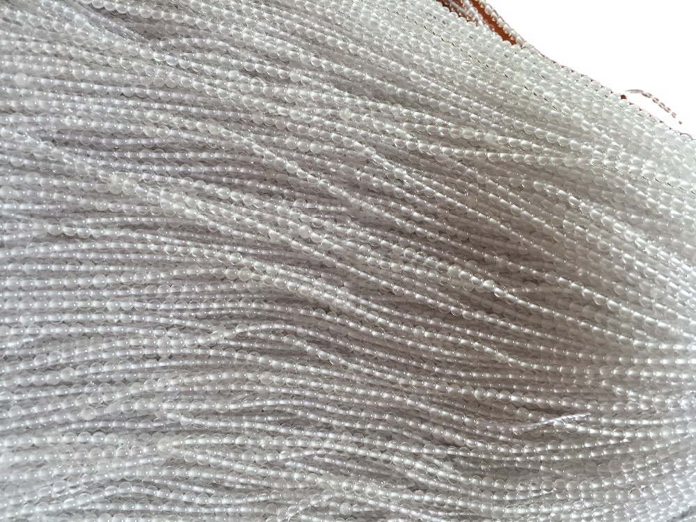 ខ្សែក្រវ៉ាត់រលុងធម្មជាតិនៃកែវគ្រីស្តាល់ពណ៌សអង្កាំដែលមានទំហំ 2 មម 3 មមខាំអង្កាំ 15