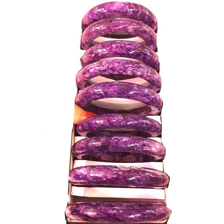 55-60mm inside diameter natural charoite bangle 100% Genuine Natural Charoite Jade Bracelet Lady Jade Charm Bangle Amulet Lucky 13