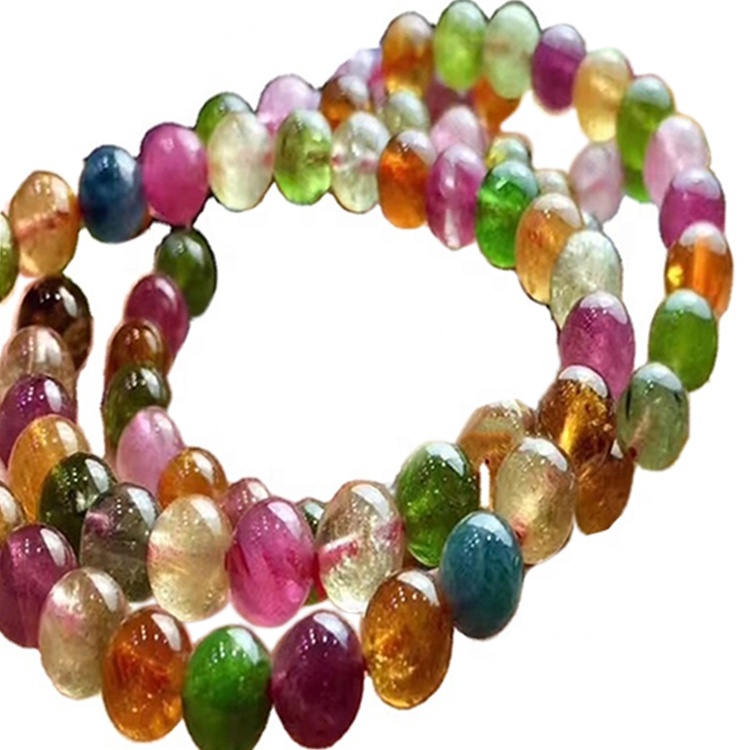 Natural Gemstone Round Beads Tourmaline Rubellite Apyrite Bracelet For Sale Honey Yellow Beeswax Color Bracelet 7