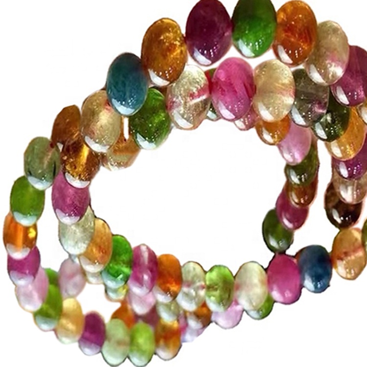 Natural Gemstone Round Beads Tourmaline Rubellite Apyrite Bracelet For Sale Honey Yellow Beeswax Color Bracelet 11
