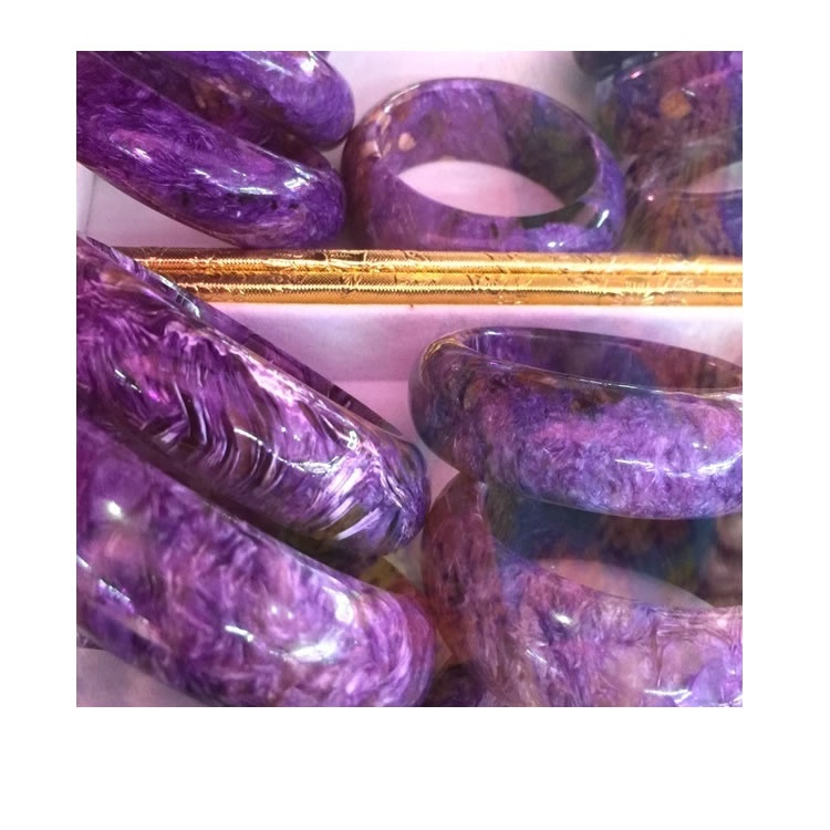 Top 53mm Natural Ungu Charple Bangle Gelang Deep Ungu Charoite Siberian Stone Besar Charoite Gelang 11