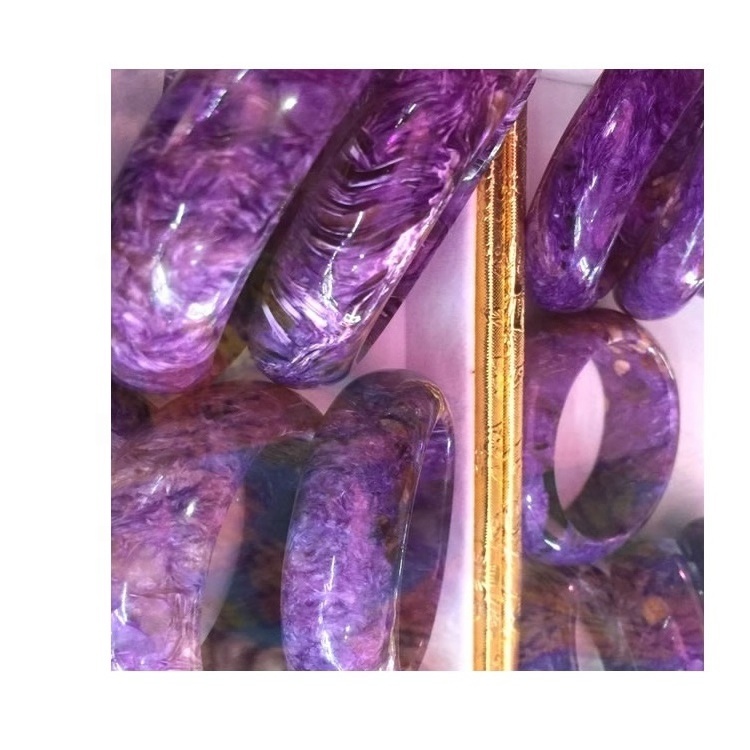 Top 53mm Natural Ungu Charple Bangle Gelang Deep Ungu Charoite Siberian Stone Besar Charoite Gelang 13