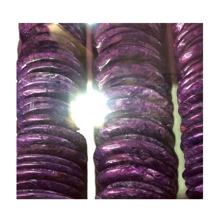 Top 53mm Natural Ungu Charple Bangle Gelang Deep Ungu Charoite Siberian Stone Besar Charoite Gelang 15