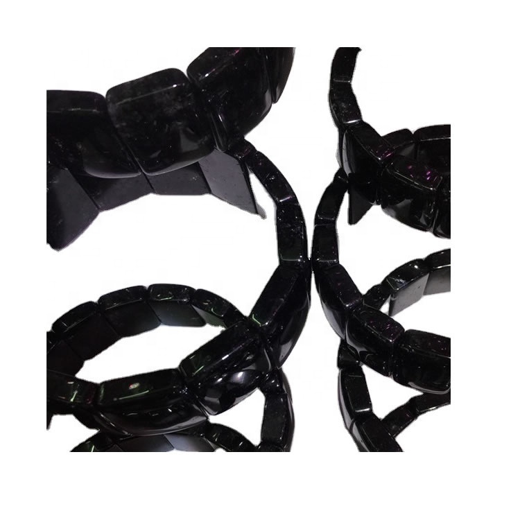 Brazaletes de piedras preciosas de cuarzo rutiladas negras naturales para joyería negra de cuarzo piedras preciosas cristalinas raras raras raras 7