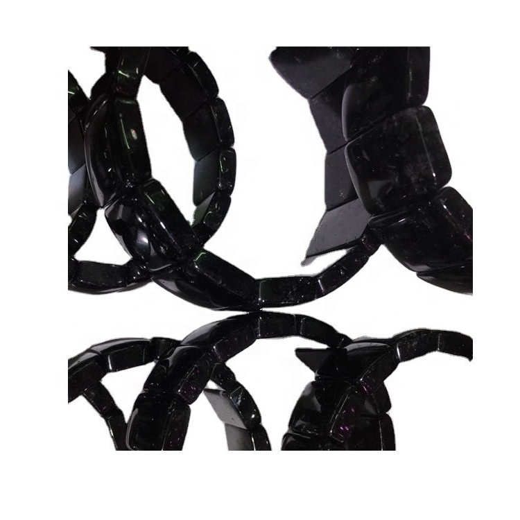 Brazaletes de piedras preciosas de cuarzo rutiladas negras naturales para joyería negra de cuarzo piedras preciosas cristalinas raras raras raras 9