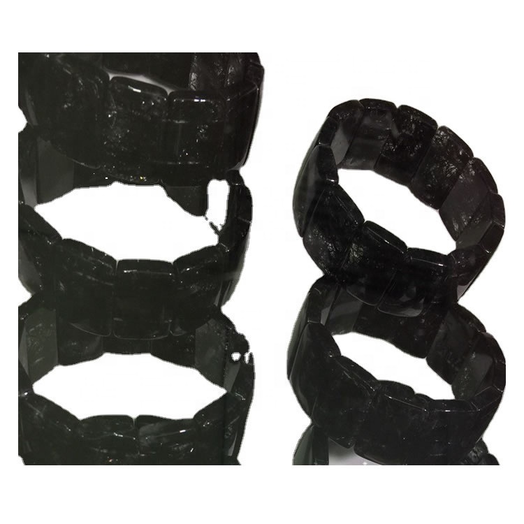 Brazaletes de piedras preciosas de cuarzo rutiladas negras naturales para joyería negra de cuarzo piedras preciosas cristalinas raras raras raras 11