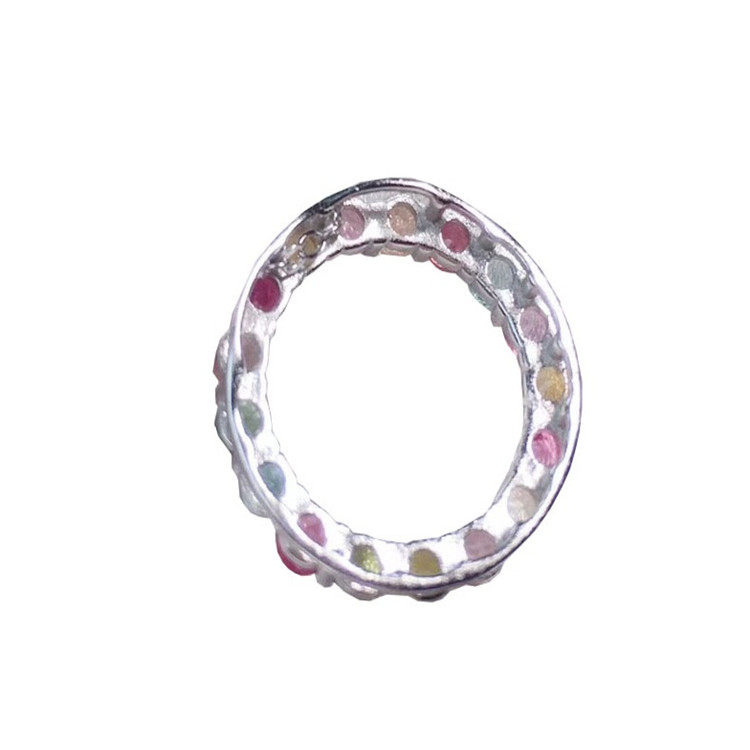 Tự nhiên nhiều màu Tourmaline Vòng cổ Đá quý tự nhiên Vòng tròn cổ điển Mặt dây chuyền Vòng cổ Phụ nữ Trang sức Mỹ 13