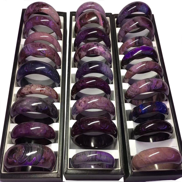 Ntshav sugilite bangle ntxhib pob zeb hlaws lag luam wholesale Gemstone ntxim nyiam cov hniav nyiaj hniav kub poj niam ntxhais ntxim hlub khoom plig 11