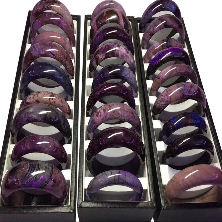 Ntshav sugilite bangle ntxhib pob zeb hlaws lag luam wholesale Gemstone ntxim nyiam cov hniav nyiaj hniav kub poj niam ntxhais ntxim hlub khoom plig 13