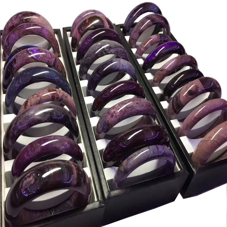 Ntshav sugilite bangle ntxhib pob zeb hlaws lag luam wholesale Gemstone ntxim nyiam cov hniav nyiaj hniav kub poj niam ntxhais ntxim hlub khoom plig 15