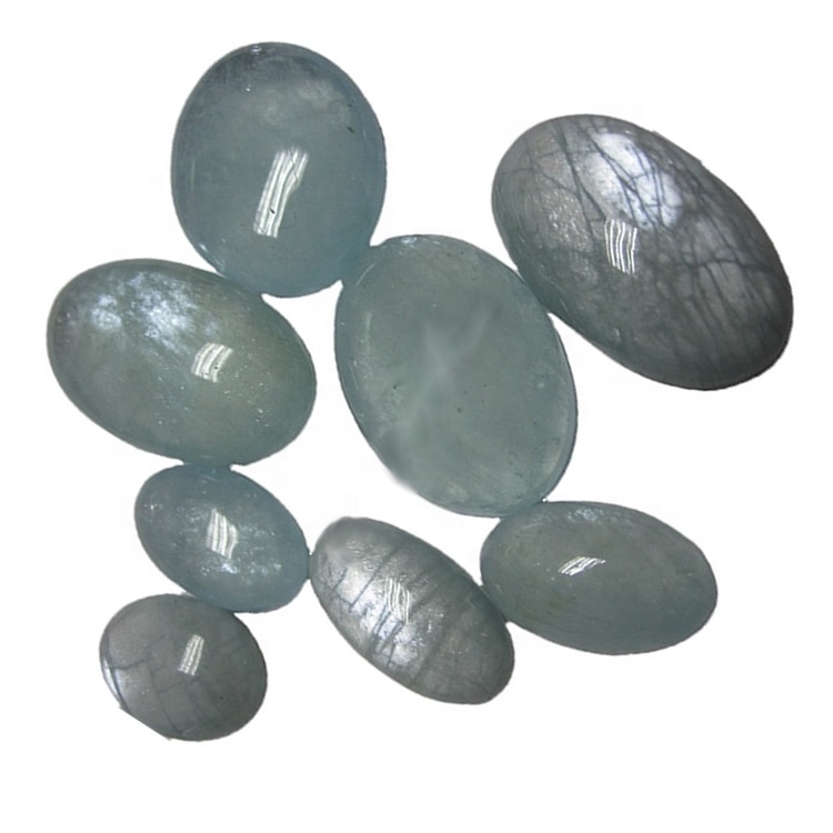 Aquamarine Cabochon សម្រាប់គ្រឿងអលង្ការគ្រឿងអលង្ការ Aquamarine MoboDochon រលុង Gemstone 7