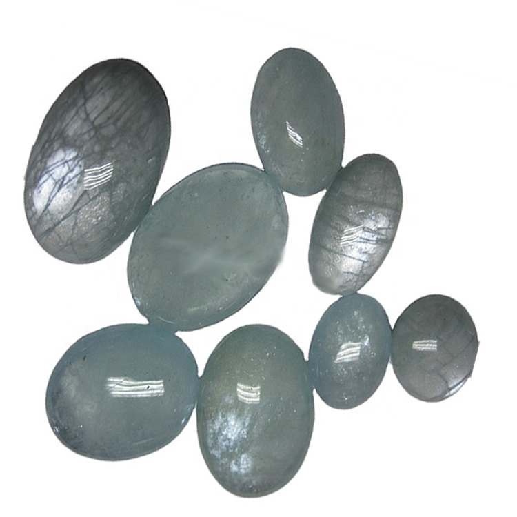 Aquamarine Cabochon សម្រាប់គ្រឿងអលង្ការគ្រឿងអលង្ការ Aquamarine MoboDochon រលុង Gemstone 13