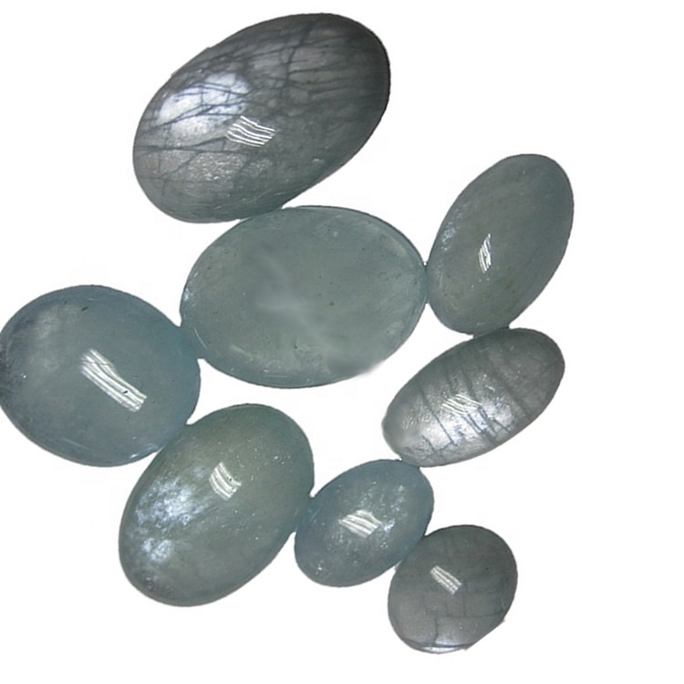 Aquamarine Cabochon សម្រាប់គ្រឿងអលង្ការគ្រឿងអលង្ការ Aquamarine MoboDochon រលុង Gemstone 11