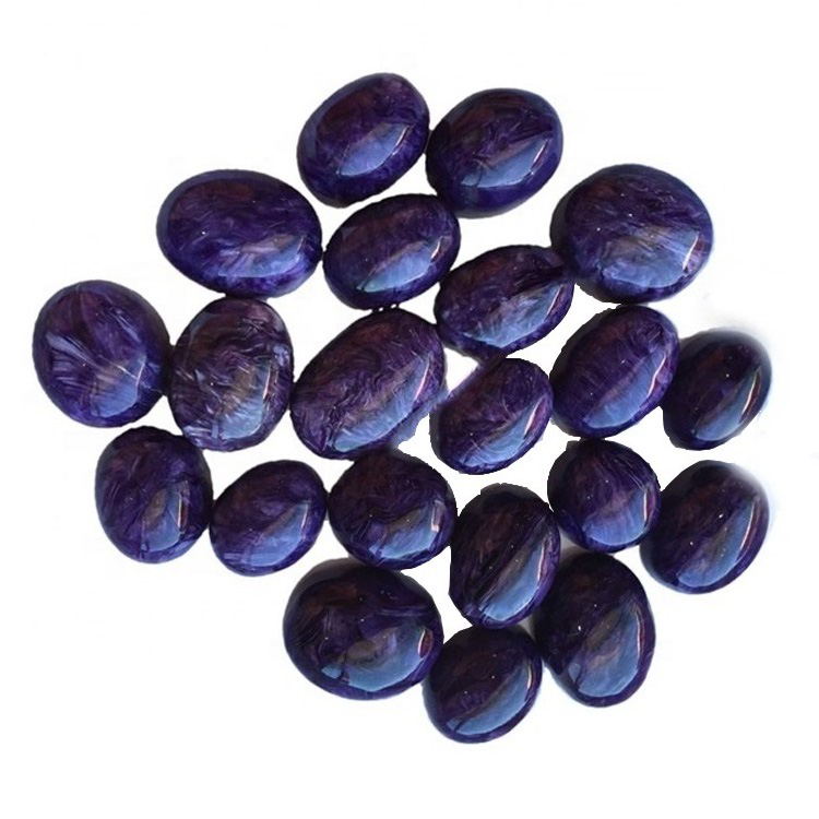 Charoite OLAL កាត់ Gemstone Cabochon សម្រាប់គ្រឿងអលង្ការកាបូធូសធម្មជាតិ 37