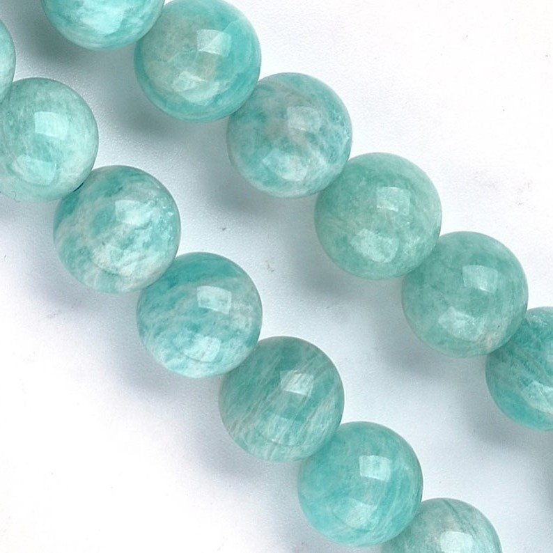 Natural Amazonita Piedra de piedras preciosas Redondo Bola suelta Perlas espaciadoras 15