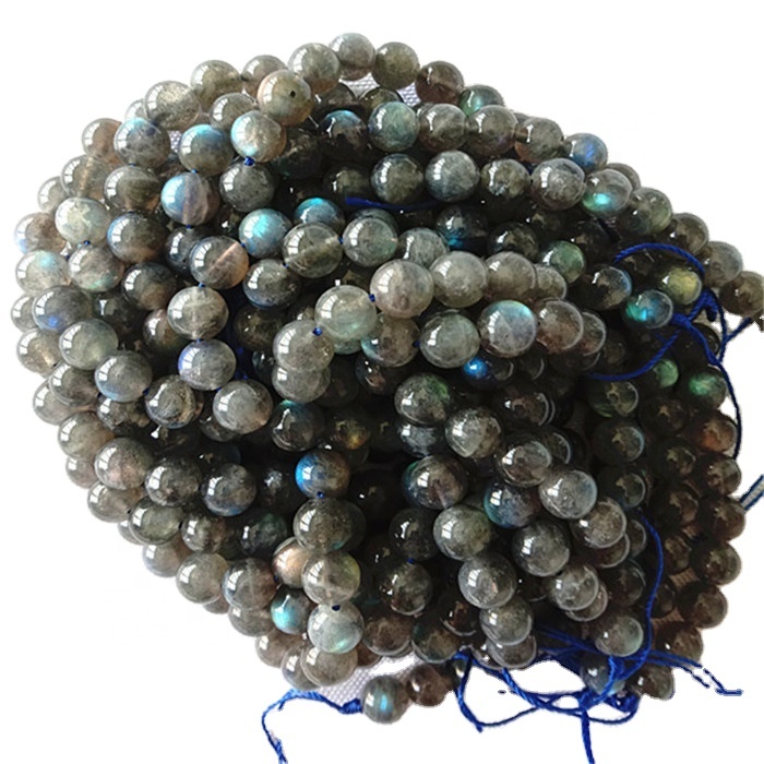 PIEDRA NATURAL 6-12MM REDONDO Labradorite Beads islámicos Wholesale 15