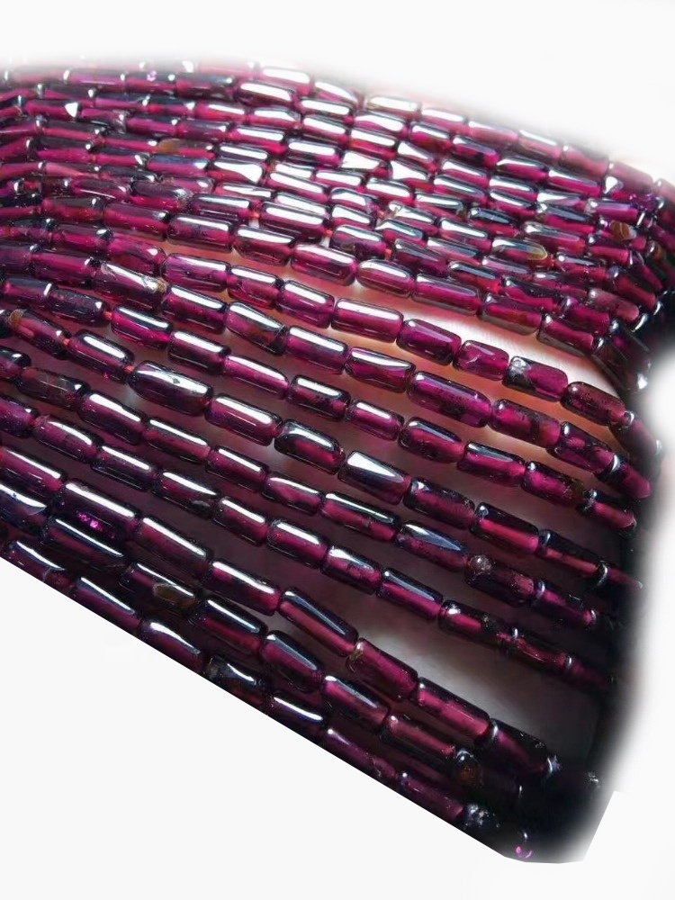 Garnet Liso Tube Beads Natural Rojo Granate Redondo Beads 9