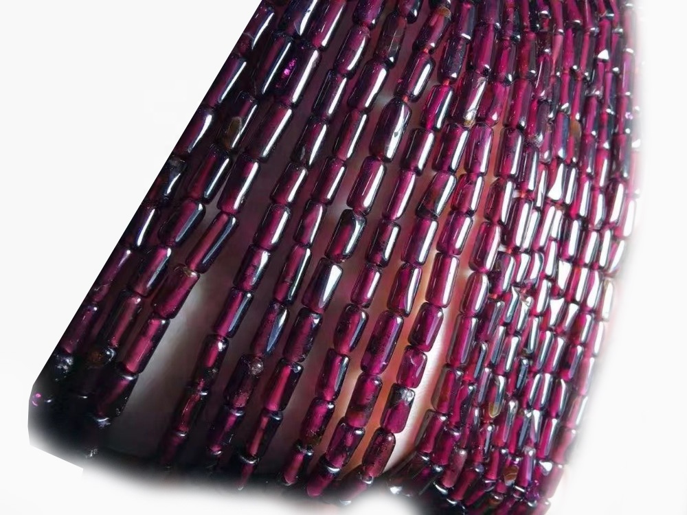 Garnet Liso Tube Beads Natural Rojo Granate Redondo Beads 11