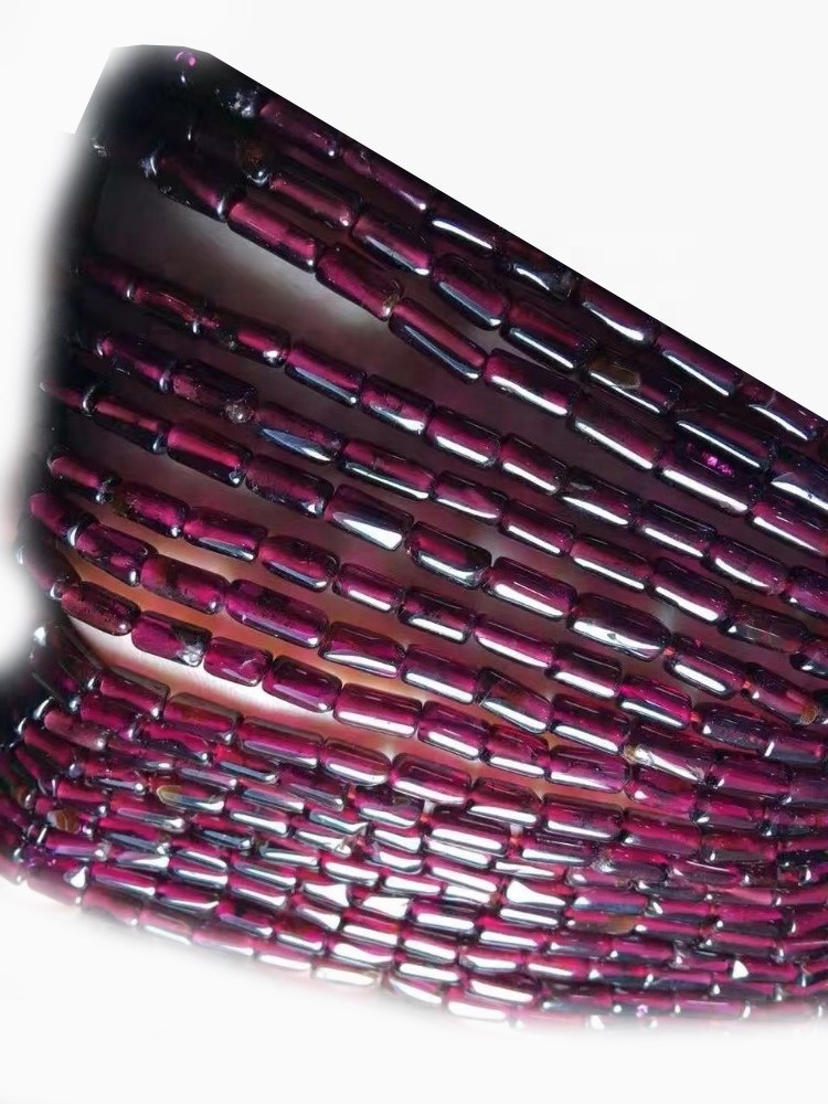 Garnet Liso Tube Beads Natural Rojo Granate Redondo Beads 13