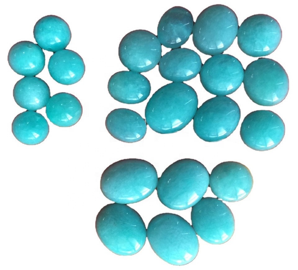 ធម្មជាតិរបស់ក្រុមហ៊ុន Amazonite Cabochon បានក្រិតក្រិតកាយសម្ព័ន្ធកាប៊ីនថ្មរលុង 11