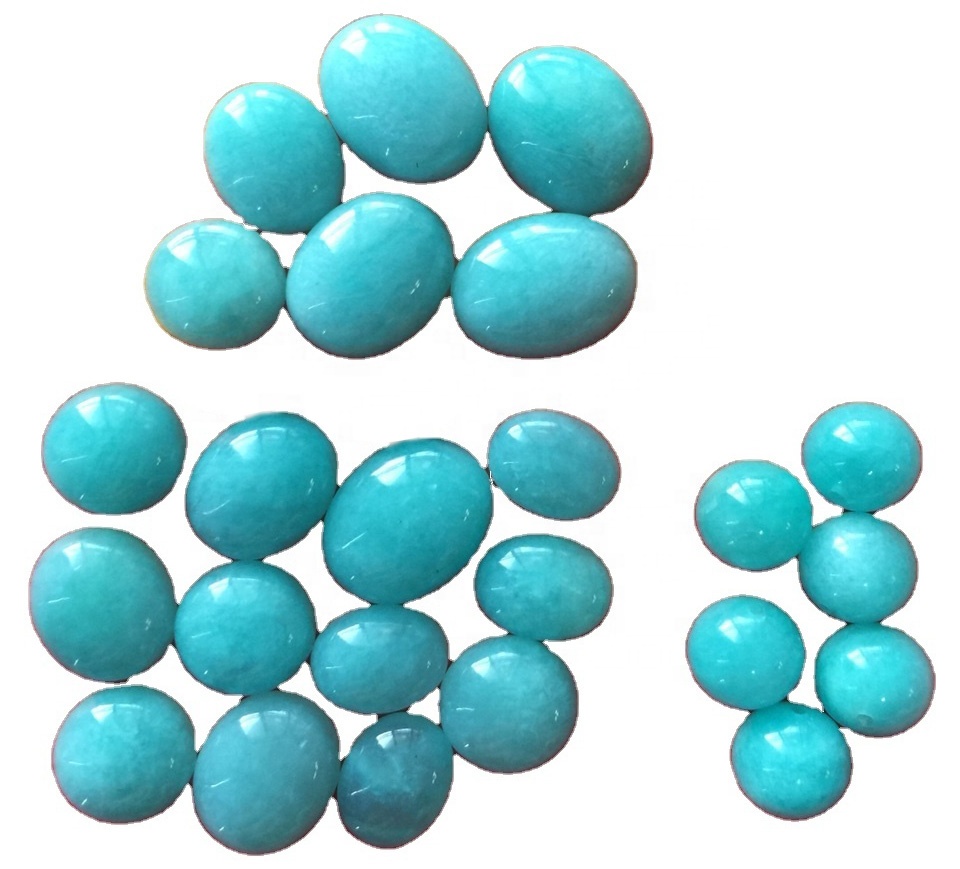 ធម្មជាតិរបស់ក្រុមហ៊ុន Amazonite Cabochon បានក្រិតក្រិតកាយសម្ព័ន្ធកាប៊ីនថ្មរលុង 15