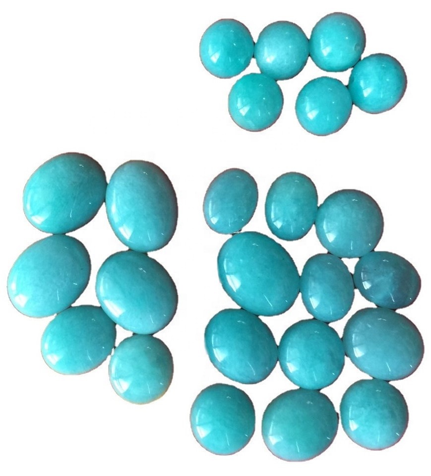 ធម្មជាតិរបស់ក្រុមហ៊ុន Amazonite Cabochon បានក្រិតក្រិតកាយសម្ព័ន្ធកាប៊ីនថ្មរលុង 13