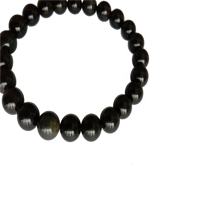 Bracciale con perline di ossidiana naturale Bracciale con perline di pietre preziose per gioielli da uomo e da donna 13
