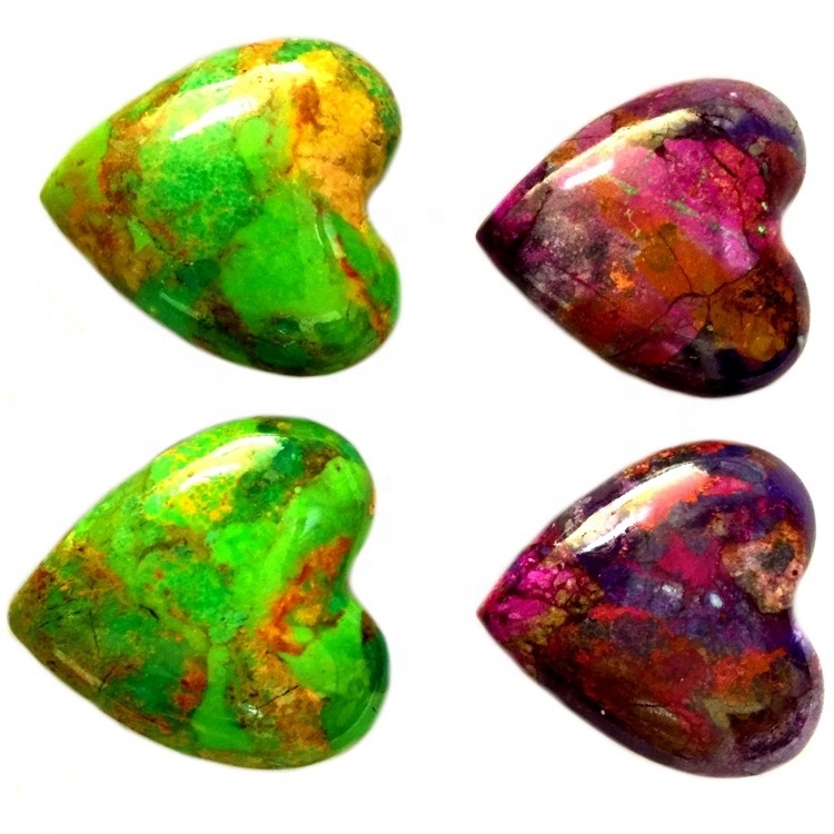 藍色綠松石Cabochon Love Heart Turquoise Stone Black Matrix Gemstone Cabochons 12mm 16mm 25mm 11