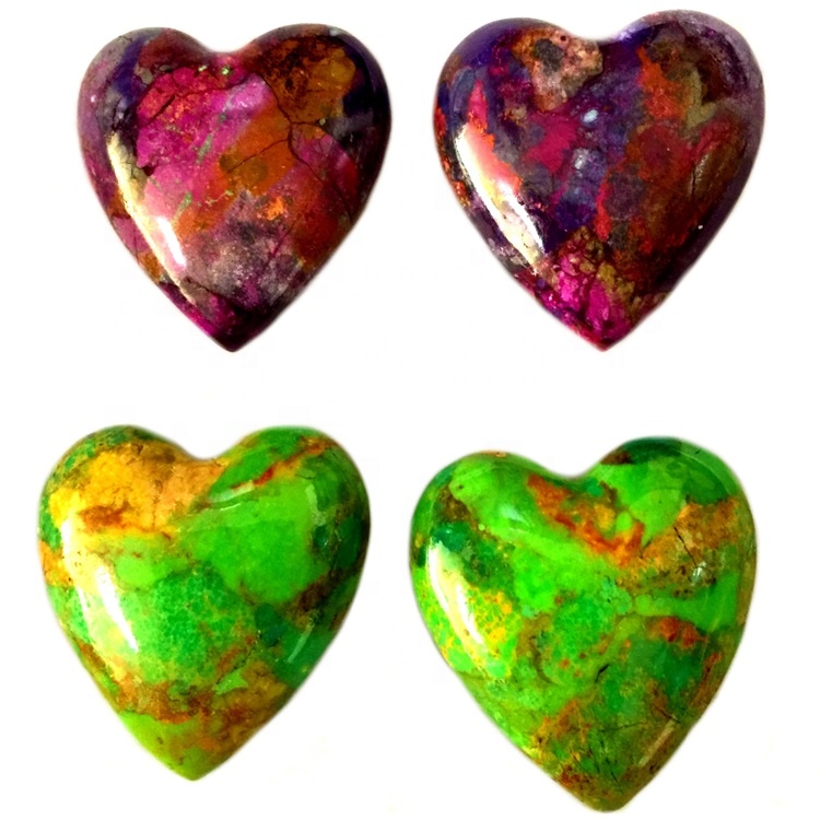 藍色綠松石Cabochon Love Heart Turquoise Stone Black Matrix Gemstone Cabochons 12mm 16mm 25mm 17