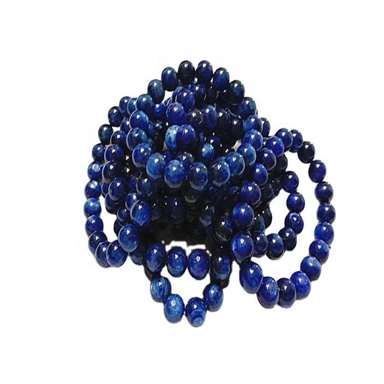 Brancatura a forma rotonda di Kyanite blu naturale Braccialetto della pietra preziosa liscia 9