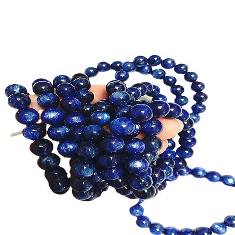 Brancatura a forma rotonda di Kyanite blu naturale Braccialetto della pietra preziosa liscia 15
