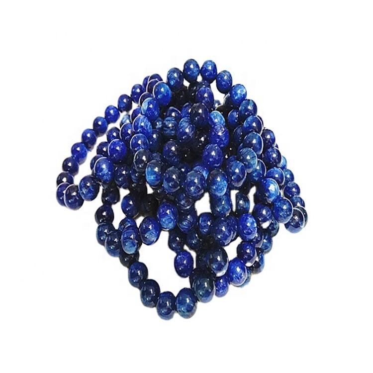 Brancatura a forma rotonda di Kyanite blu naturale Braccialetto della pietra preziosa liscia 13