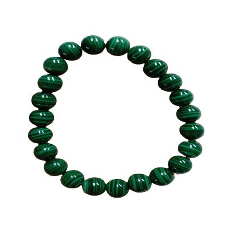 Hot-Slae 8mm Żibeġ Malachite Bracelet elastika Malachite Gemstone Bracelet Gemstone Għall Guys 9