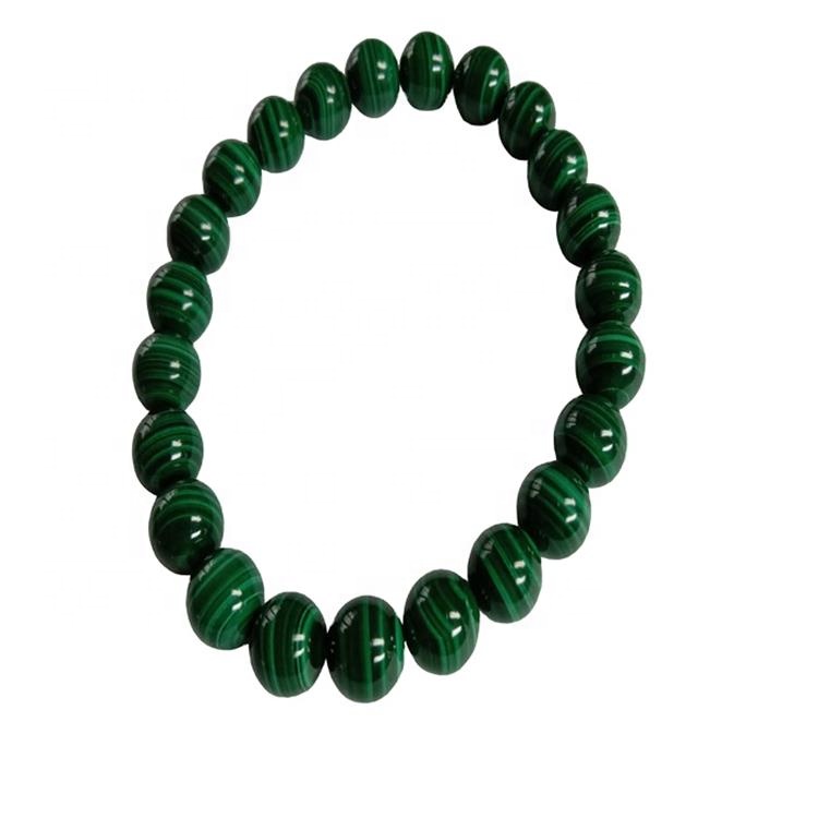 Hot-Slae 8mm Żibeġ Malachite Bracelet elastika Malachite Gemstone Bracelet Gemstone Għall Guys 15