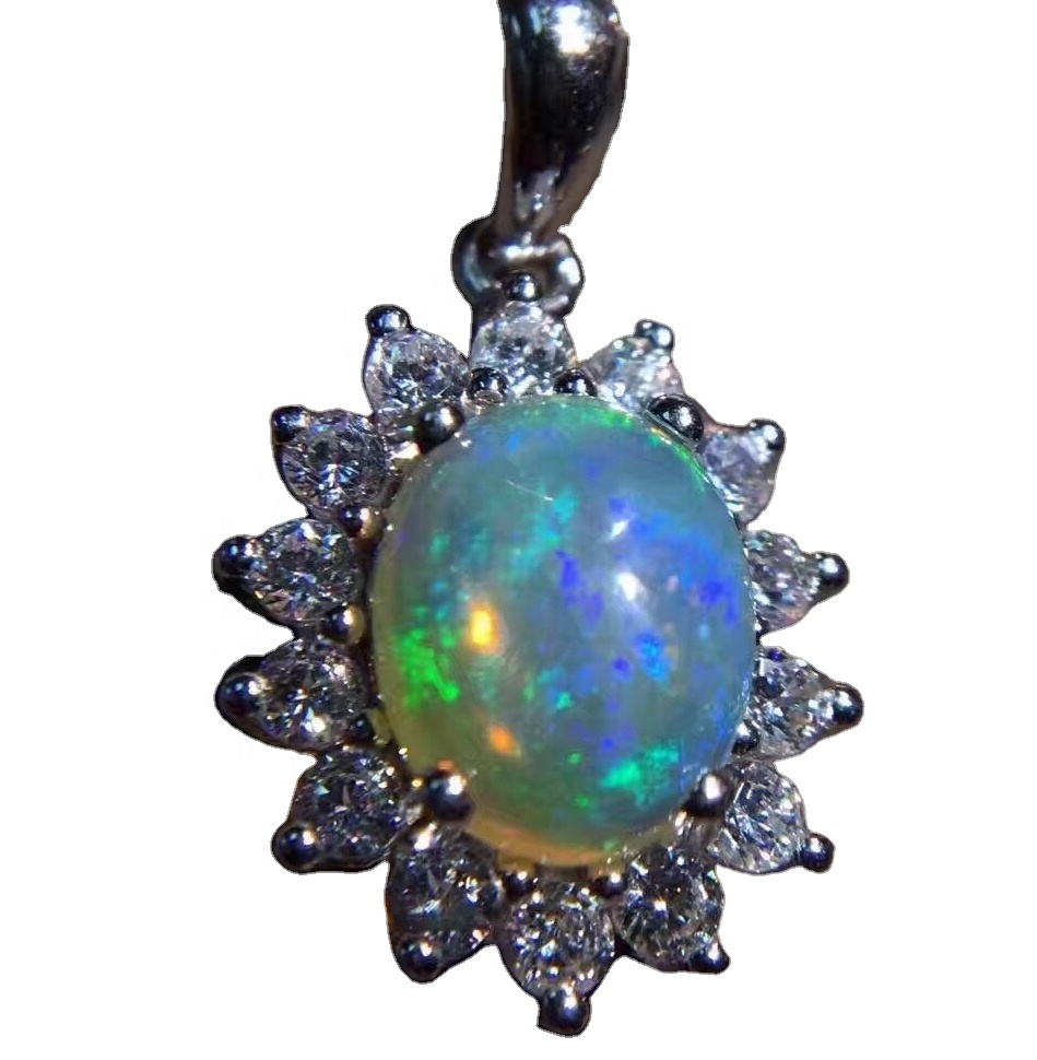 సహజ మెరిసే బ్లాక్ ఒపల్ లాకెట్టు డైమండ్ రత్నంలో నగల 15