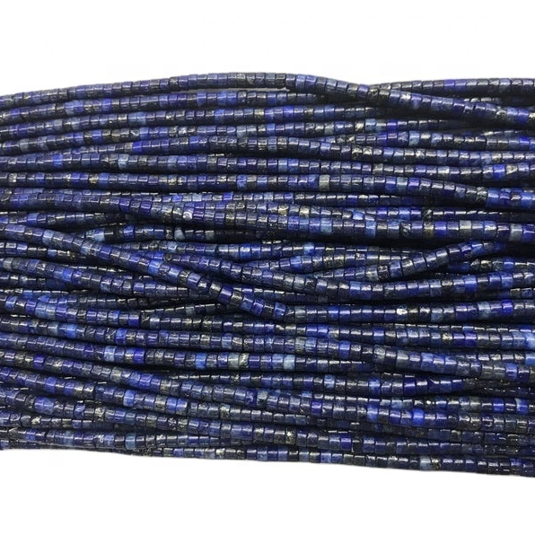 lapis lazuli 3mm 3mm - អង្កាំ gemstone ពណ៌ខៀវភ្លឺរលោង 4 មម 15