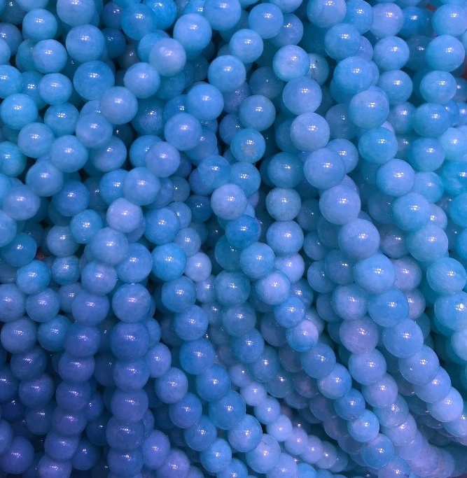 Cuentas redondas amazonitas Polidas apagadas Amazonita Blue Stone Beads Natural Russian Amazonita 15