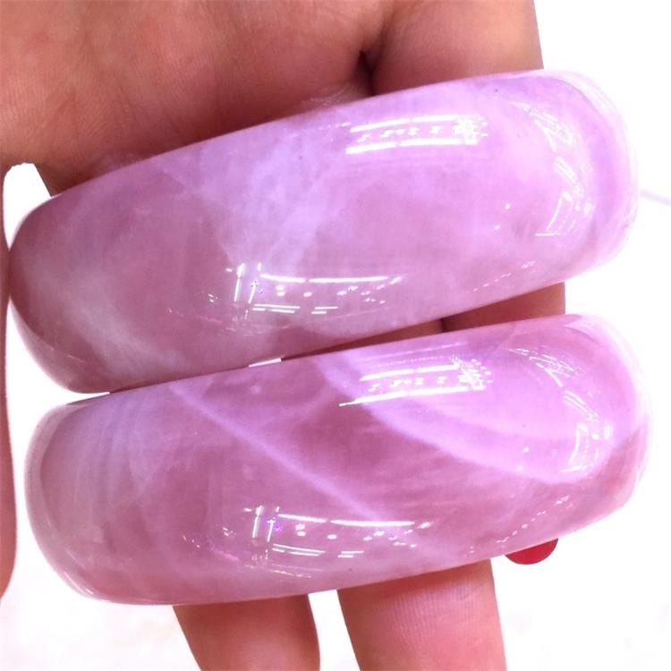 55-60mm Diámetro interior Diámetro Natural Rose Cuarzo Moda Piedra de piedras preciosas para mujer Brazalete de piedra sólida 15