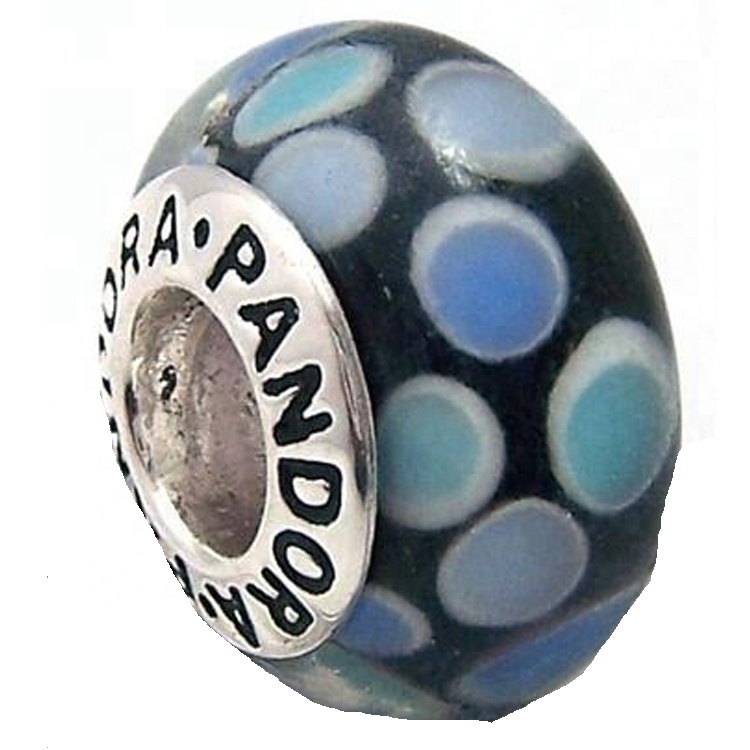 925 Sterling Silver Charms Crystal Lampwork & Gler Blue Zh123 Aigs Af ZH 16