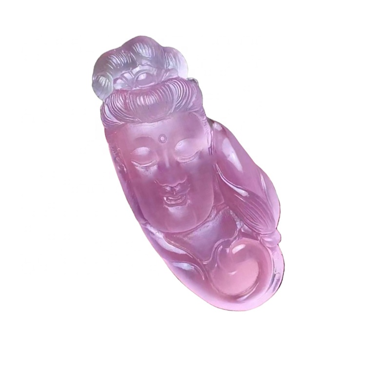 Quartz rose sculpté pierre animalière / statue de Bouddha sculptée pierre 13