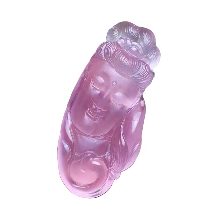 Quartz rose sculpté pierre animalière / statue de Bouddha sculptée pierre 15