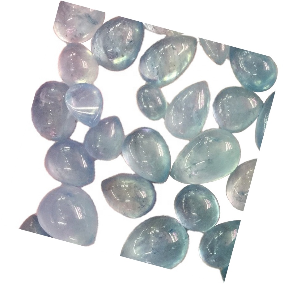 Природна бледо млегла плава аквамарина Перонски у облику кабохона лабав драгуљ 17