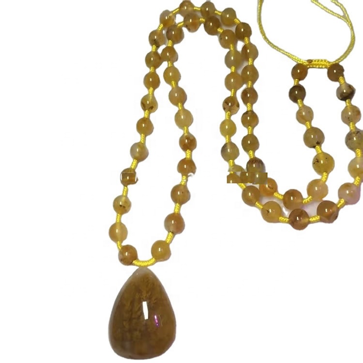 អង្កាំស្មៅពណ៌លឿងពិត គ្រឿងអលង្ការ Agate pendant Necklace 15