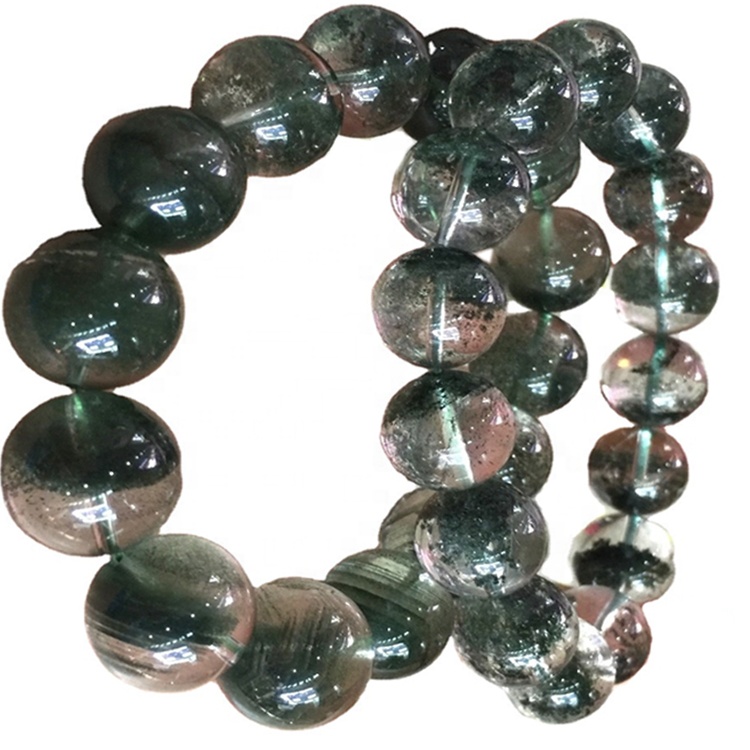 Natural nga berde nga Phantom Quartz Crystal Bracelet, taas nga kalidad nga pulseras sa Rockz nga Rockz, Mga pulseras sa Crystal alang sa regalo 13