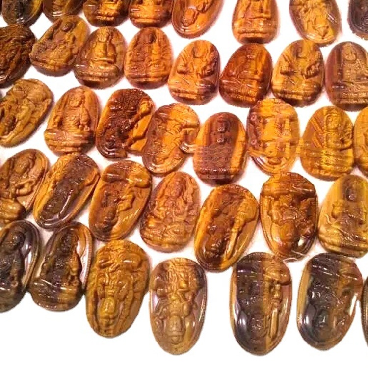 Luonnollinen eri tyyli ja muoto veistetty jalokivi tiikeri silmät kivet / buddhalaisuus Ying veistetyt korut 15